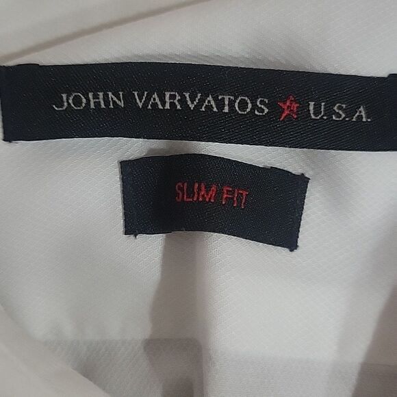 John Varvatos Crisp White Dress Shirt, Size 16.5 - 34/35 Slim Fit - Picture 2 of 4